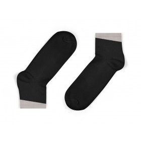 BLACK ANKLE SOCKS WITH GREY ANGLED CUFF 